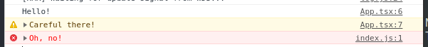 Developer Console Logs from App.tsx
